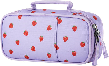 Choco Mocha Strawberry Pencil Case for Girls, Soft Pencil Case Kids Pencils Pouch for Kindergarten Girls, Purple