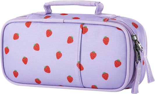 Choco Mocha Strawberry Pencil Case for Girls, Soft Pencil Case Kids Pencils Pouch for Kindergarten Girls, Purple