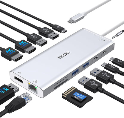 USB C Docking Station Dual Monitor HDMI for HP, Laptop Docking Station 3 Monitors Triple Display USB C Hub Adapter to 2 HDMI 4K,DP,Ethernet,6 USB,PD,SD/TF, Audio, USB C Dock 14 in 1 for Surface