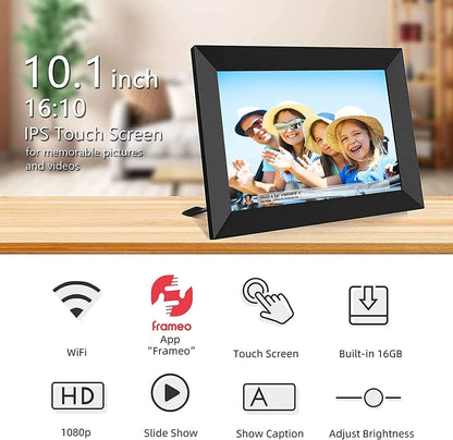YENOCK FRAMEO Digital Photo Frame WiFi 10.1 Inch HD IPS LCD Touch Screen, 32GB Memory, Auto-Rotate, Wall-Mountable, Easy Setup to Share Photos & Videos via Free App from Anywhere