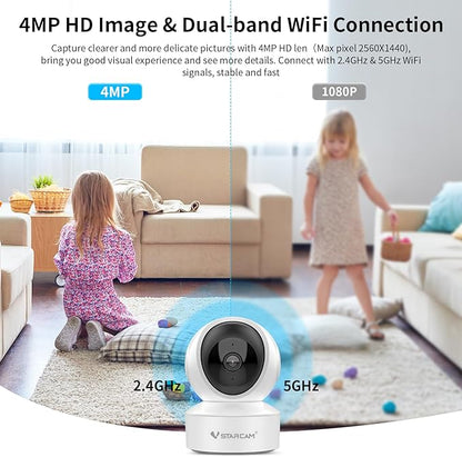 VSTARCAM 5G Security Camera Indoor, 4MP 2.5K Pet Camera with Speaker for Dog/Cat, Baby Monitor with Phone App, Dual-Band WiFi, Auto Tracking, IR Night Vision, 2-Way Talk, Cloud & SD Card Storage