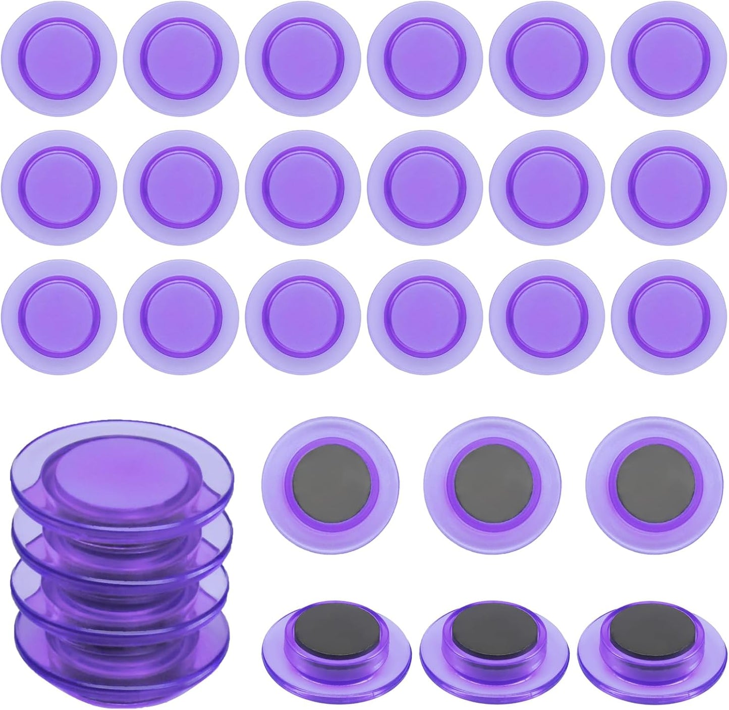 ZDZBLX Fridge Magnets, 28 Pack Magnet Strong Magnets Refrigerator Magnets Small Magnets for Whiteboard, Heavy Duty Magnets Mini Magnets Cute Round Magnets for Fridge, Locker, Classroom,Office (Purple)