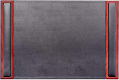 Dacasso Rosewood and Leather Desk Pad with Side-Rails, 25.5 by 17.25 Inch (P8002)