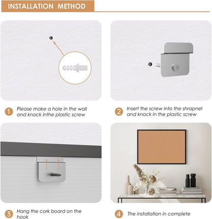 Board2by Cork Board Bulletin Board 20“ x 30”, Black Wood Framed Corkboard, Office Board for Wall Cork, Large Wall Mounted Notice Pin Board with 16 Push Pins for School, Home & Office