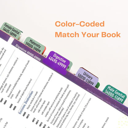 Index Tabs for CPT 2025 Professional Edition, Laminated and Color Coded CPT 2025 Code Book Tabs with Easy Installation and Aesthetic Design.