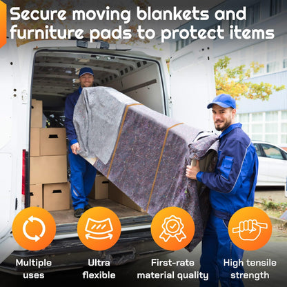 IDL Packaging 56" Strong, Elastic & Flexible Rubber Bands, Pack of 4, Beige - 2X Elasticity, 80% Natural Rubber - Extra Strong Mover Bands for Furniture, Boxes, Moving Blankets