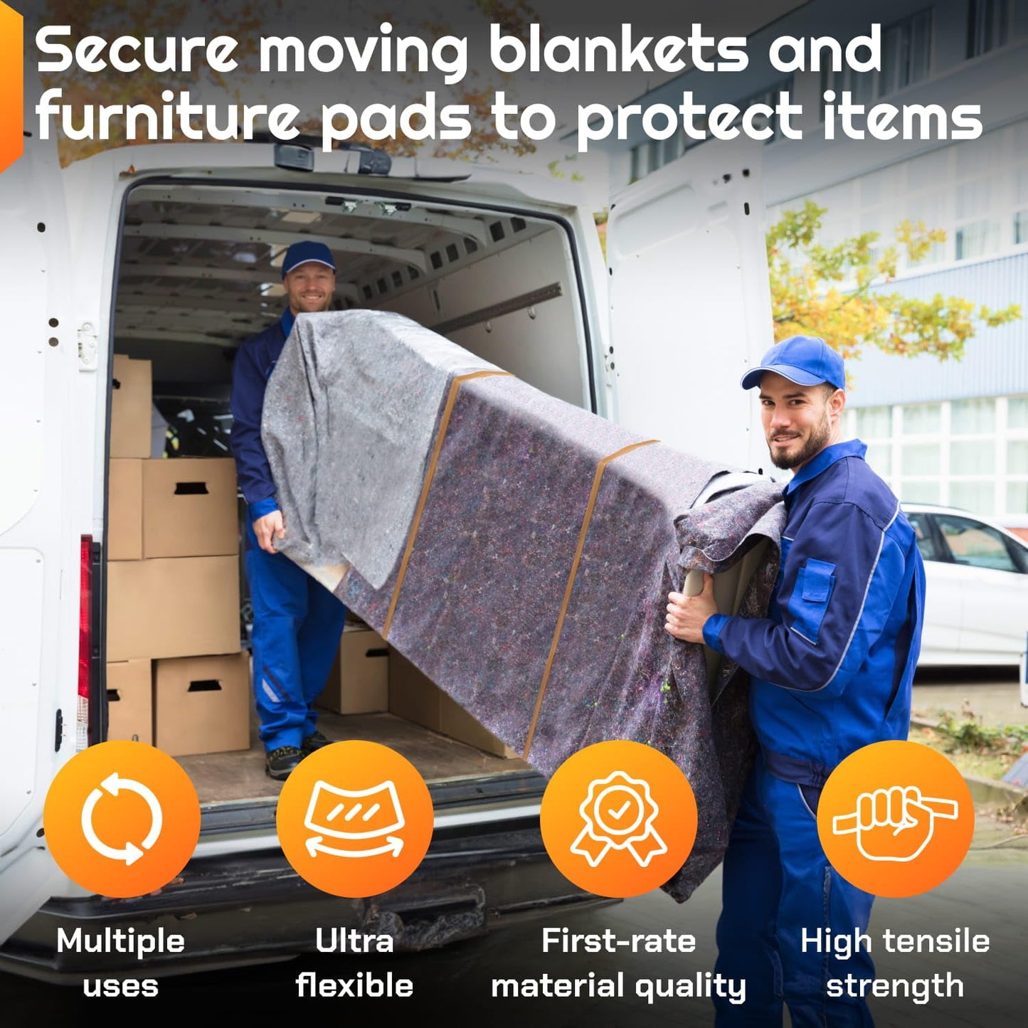 IDL Packaging 56" Strong, Elastic & Flexible Rubber Bands, Pack of 48, Beige - 2X Elasticity, 80% Natural Rubber - Extra Strong Mover Bands for Furniture, Boxes, Moving Blankets