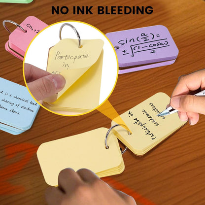 Koogel 300PCS Index Cards, Colored Index Cards with Ring for Back to School, 2.2 x 3.5 Inch, Small Flashcard Notecard for Studying Nursing Classroom Note Taking Essentials, 6 Colors