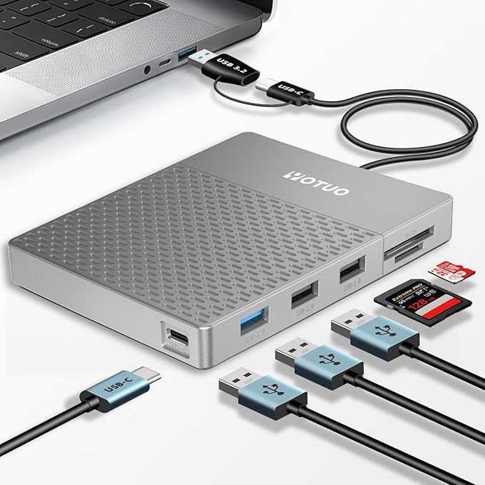 Docking Station External Hard Drive Storage, USB-C Hub + HDD 7-in-1, USB 3.0, SD/TF Card, HDD for Windows, Mac, Android, TV, Phone, Laptop, Desktop, PC (Silver, 1TB+Docking Station)