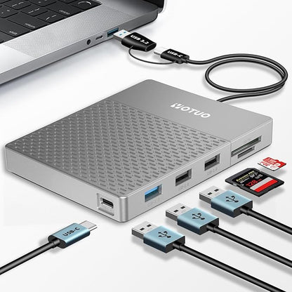 Docking Station External Hard Drive Storage, USB-C Hub + HDD 7-in-1, USB 3.0, SD/TF Card, HDD for Windows, Mac, Android, TV, Phone, Laptop, Desktop, PC (Silver, 1TB+Docking Station)