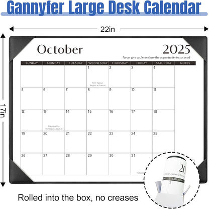 Gannyfer Large Desk Calendar 2025-2026 with Mat - 18 Month Table Calendar, 22" x 17" Desktop Pad Calendar for Planning and Organizing in Your Family, School or Office - Black