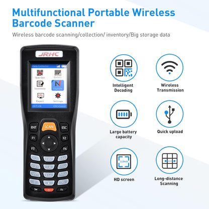 Inventory Barcode Scanner, Wireless Barcode Scanner 1D 2D & PDF417 Data Collector Portable Data Terminal Inventory Device with 2.4G Wireless & USB Wired Connection Bar Code Scanners