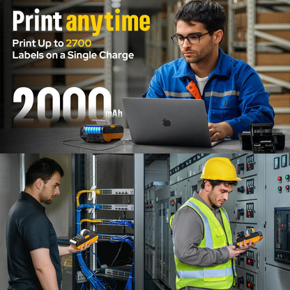 Makeid EP53 Portable Industrial Label Maker, 2" Print Head Bluetooth Label Printer, Mobile APP & PC Editor Compatible, 2000mAh Li-ion Battery, Come with 1" H x 2" W Label for Job Sites