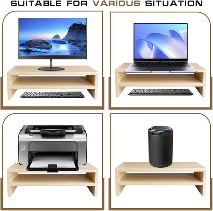 Monitor Stand Riser, 2 Tier Computer Stand, Desk Organizers and Accessories, Desktop Shelf with Storage for TV Screen PC Printer (Oak-18.9inch)