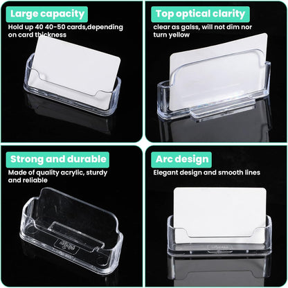 Acrylic Business Card Holder Clear Desktop Business Card Holder Display Desk Stand for Office Exhibition Paper Brochure Supplies(24 Pieces)