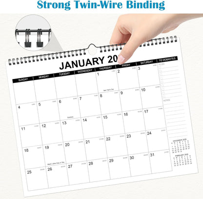 Wall Calendar 2025-2026, Monthly Table Calendar July 2025 to December 2026, 18 Months Screw Wall Calendar, 14.7"x11.5", For Home, Office, School, and Julian Date (Black & White, 14.7x11.5 inch)