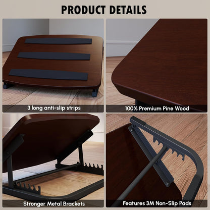 Foot Rest for Under Desk at Work, Ergonomic Wooden Desk Foot Rest with 7 Adjustable Angles, Anti-Slip Footrest Comfortable Foot Stools for Office Leg Rest, No Assembly