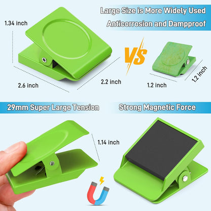 FINDMAG Extra Strong Magnetic Clips, Heavy Duty, Super Large, 4 Pack, Green