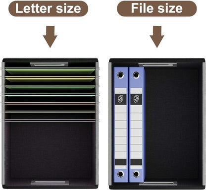 Huolewa Faux Leather File Organizer Box with Lid, Collapsible Hanging File Folder Box Organizer with Plastic Slides, Decorative Home/Office Filing System Boxes for File and Folder Storage-Brown