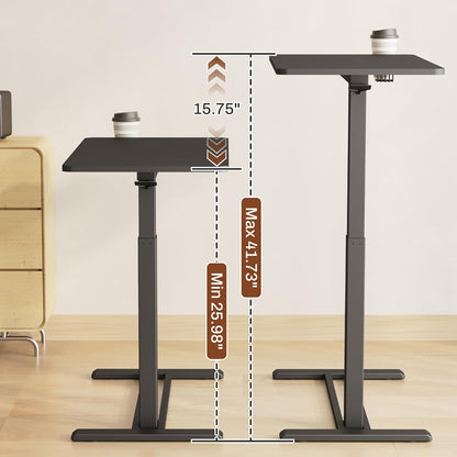 FLEXISPOT Mobile Standing Desk with Wheels Pneumatic Laptop Desk Rolling Computer Cart Movable Height Adjustable Small Sit Stand Workstation Home Use (31.5" W x 17.7" D, Black)