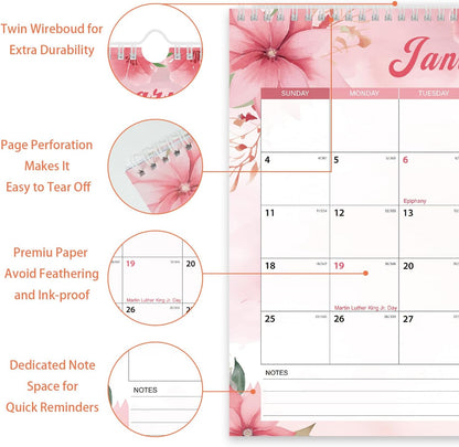 2026 Calendar, Wall Calendar 2026-2027, 11" x 14.2" Monthly Desk Calendar for Home and Office, 18 Months From January 2026 to June 2027 With Vacation Overview