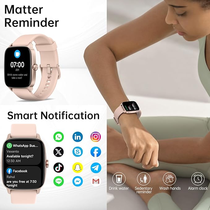 Smart Watches for Women Men with Bluetooth Call & AI Voice, 1.85" HD Fitness Tracker with Heart Rate SpO2 Sleep Monitor, 100+ Sports Modes,Mini Games, IP68 Waterproof Smartwatch for Android iOS Phones