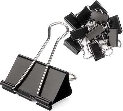 ZZTX Extra Large Binder Clips Paper Clamps Clips Black, 2.0 Inches, 12 Pack
