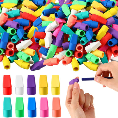 Crtiin 1000 Pcs Pencil Top Erasers Bulk Caps for Pencils Chisel Shape Erasers Toppers Classroom Party Favors Games Prizes Funny Pencil Eraser Cap for Kids Studying Supplies Home Office