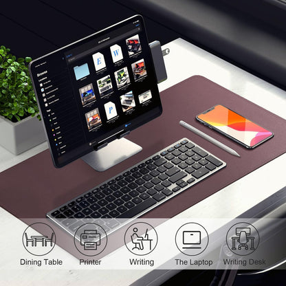 Desk Pad Protector, Leather & Suede Desk Mat, Non-Slip Desk Pad Mat, Large Mouse Pad, Waterproof Desk Blotter Mat, Desk Cover for Office, Home (Dark Purple, 23.6" x 13.7")