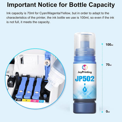 502 Ink Bottles Compatible 502 Color Ink Refill Bottles Work for ET-2850 ET-3850 ET-4850 ET-2760 ET-3760 ET-4760 ET-3750 ET-4750 ET-3830 ET-15000 Printers (2C 2M 2Y 420 ml)