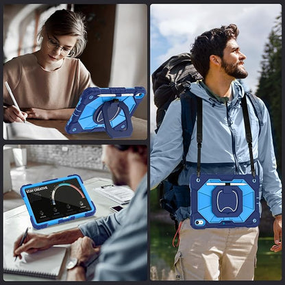 Case for iPad (A16) 11th/10th Generation 2025/2022,360° Rotating Stand iPad Case 10th Generation with Screen Protector,Heavy Duty Shockproof i Pad Cases 11th/10th Gen 11.0/10.9 Inch,Navy Blue