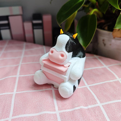 Cute Office Accessories - Stamp Roll Holder Postage Stamp Dispenser for Desk, No Stamps, 1.18" Core, Black Cow Design, C04