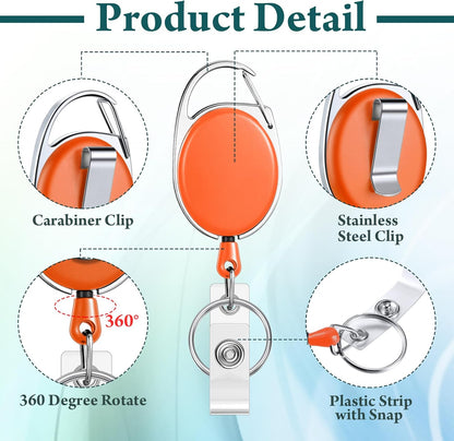 Laumoi 80 Packs Retractable ID Badge Holder Name ID Badge Reel Clips Keychain with Belt Clip and Key Ring for Office Worker Doctor Nurse Employee (Fresh Color)