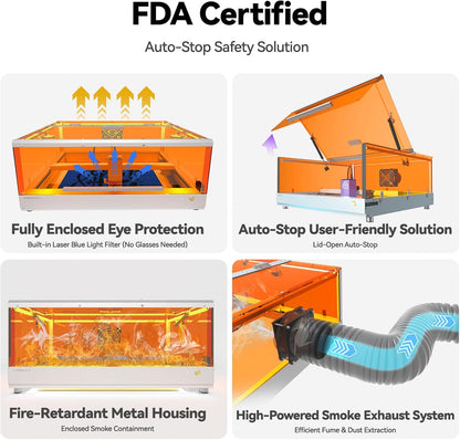 TOOCAA 40W Laser Engraver and Cutter Machine with No-Charge Software Air Assist,22" x 22" Bed Size, Enclosed Laser Engraver Cutting Machine for Tumblers Wood Metal Acrylic Leather