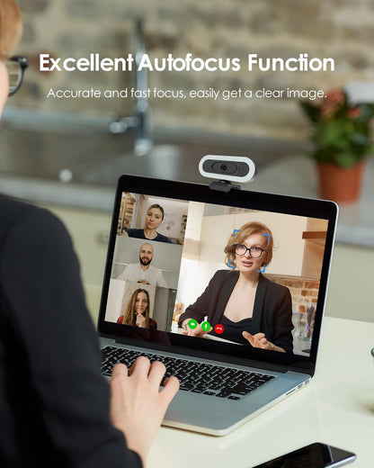 2K 50FPS Webcam for PC/Mac, Computer Camera with Fill RGB Lights, 2 Noise-Canceling Microphone, Autofocus and Tripod for Meeting, Live Streaming, Video Calls, Gaming, Works with Zoom, Skype, Teams