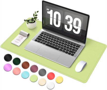 Leather & Suede Desk Pad Protector, Non-Slip Large Mouse Pad, Waterproof Desk Blotter Cover for Office & Home (Matcha Green, 23.6" x 13.7")