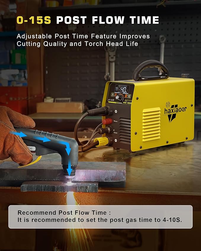 Plasma Cutter 110/220V, 40A Non-High Frequency Non-Touch Pilot Arc Cutter Machine, Large LED Display, 1/2 Inch Clean Cut, 3/4 Inch Max Cut, Post Flow, 2T/4T For Beginner DIY