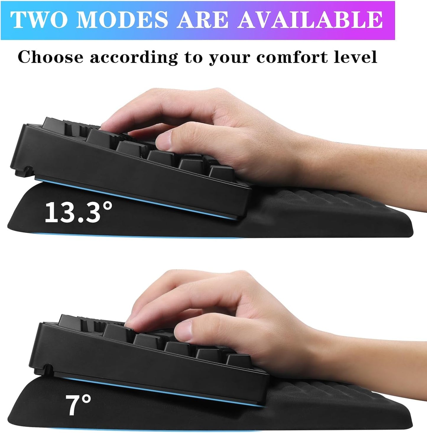 Computer Keyboard Stand with Wrist Rest, Ergonomic Tilted Keyboard Holder - Keyboard Riser with Wrist Pad - Keyboard Tray Support for Office Home - Black
