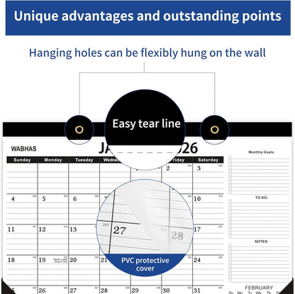 Desk Calendar 2026,January 2026 to June 2027,2026 Desk Calendar with to-do list,Calendar 2026-2027-18 Months,2026 Calendar 17" x 12" for Home or Office.