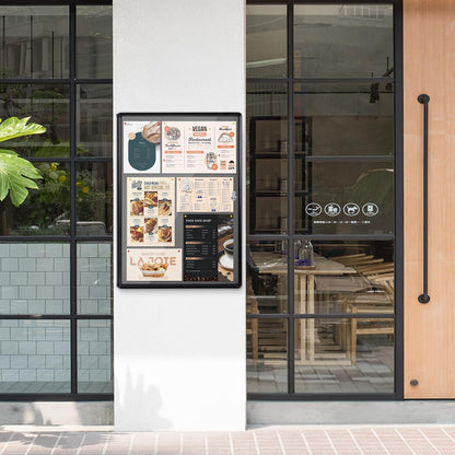 Enclosed Bulletin Board Lockable Display Case Message Board with Locking Door for Indoor, Grey Felt, Black Aluminum Frame, 38 X 28 in