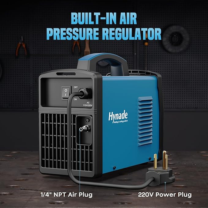 Plasma Cutter with Large LED Display, [Non-Touch Pilot Arc] [Air Sensor] hynade 55A Plasma Cutter Machine 110/220V Dual Voltage, IGBT Inverter, 1/2'' Clean Cut, 2T/4T for Beginners DIY(User Manual)