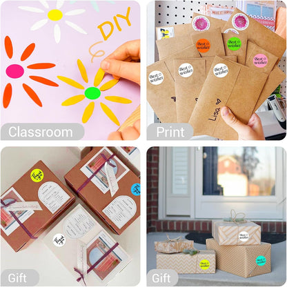 1 Inch Circle Dot Stickers 1000 PCS White Color Coding Thermal Labels Dots Writable Printable Small Round Stickers for Office, Classroom, Inventory, Garage, Organizing Storage, DIY