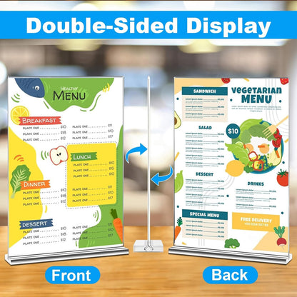EHWINE Acrylic Sign Holder 8.5 x 11, 10 Pack Double-Sided Stand up Table Top Sign Holders, Clear Acrylic Picture Frame Menu Flyer Paper Holder Display Stand for Office Business Store Wedding Party