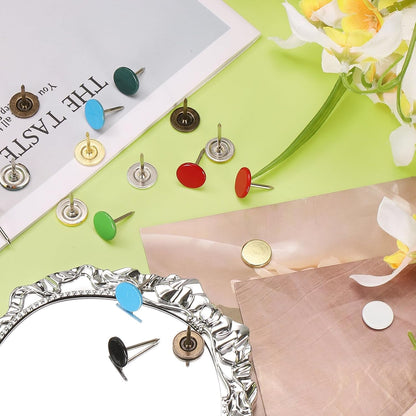 uxcell 100Pcs Upholstery Tacks, 11mmx17mm Flat Head Thumb Tack Decorative Furniture Nails Push Pins for Furniture Sofa Headboards, Yellow