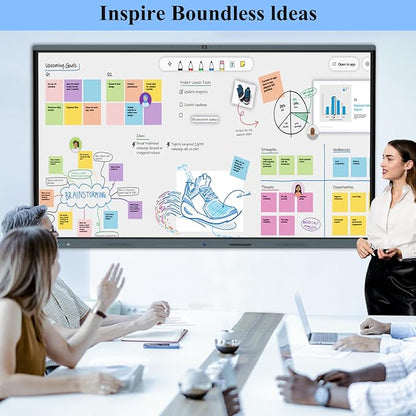 86'' Smart Board, 4K Touch Screen Interactive Whiteboard Display, AI Camera with 8 Mics, Android 13.0 8+128G, All in One Smartboard for Classroom Office Home (Board+Wall Mount)