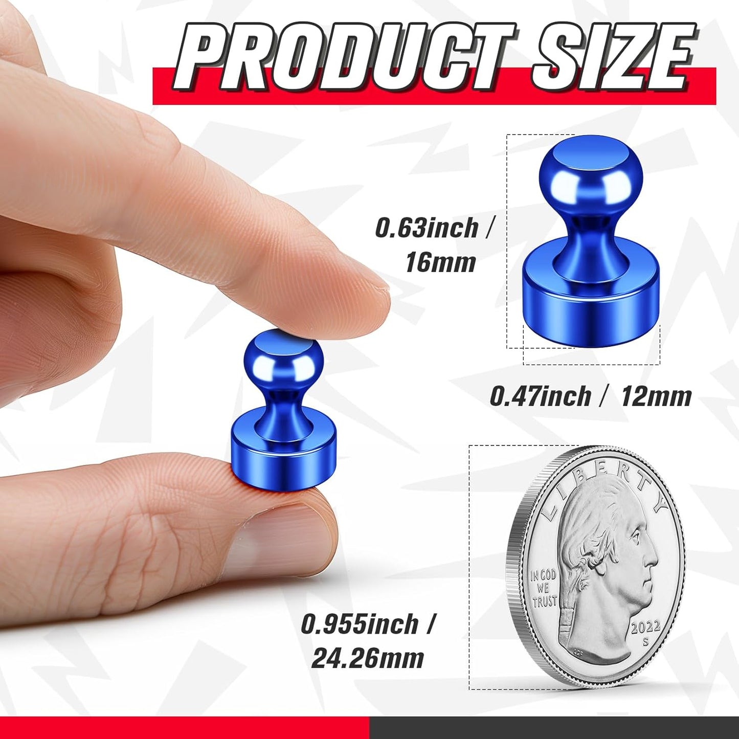 FINDMAG Strong Fridge Magnets, 28 PCS Small Whiteboard Magnets, Colorful Magnetic Push Pins for Refrigerator, Dry Erase Board, School, Kitchen, Locker Accessories