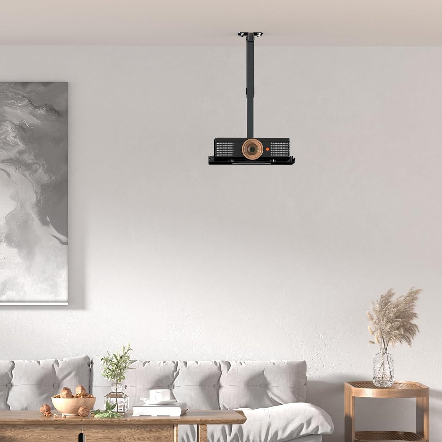 PUTORSEN Adjustable Projector Ceiling Mount,Universal Projector Shelf for Ceiling and Wall, Holds up to 22lbs，No Hole Installation, Hidden Cable Routing, Black