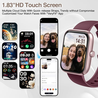 Smart Watch for Women Men with Bluetooth Call, Alexa Built-in Smartwatch, 1.83"DIY Dial Fitness Watch with Sleep Heart Rate Monitor, 110+ Sport Modes, IP68 Waterproof Watch Compatible with Android iOS