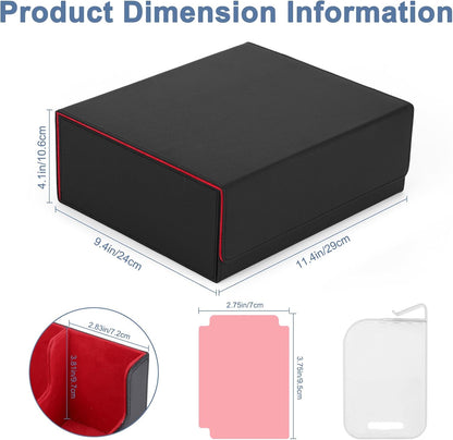 Card Deck Case for Trading Cards 1800+, MTG Card Storage Box, Leather Magnetic Closure Storage Box for Magic Commander, MTG, YuGiOh, PKM and Sports Cards
