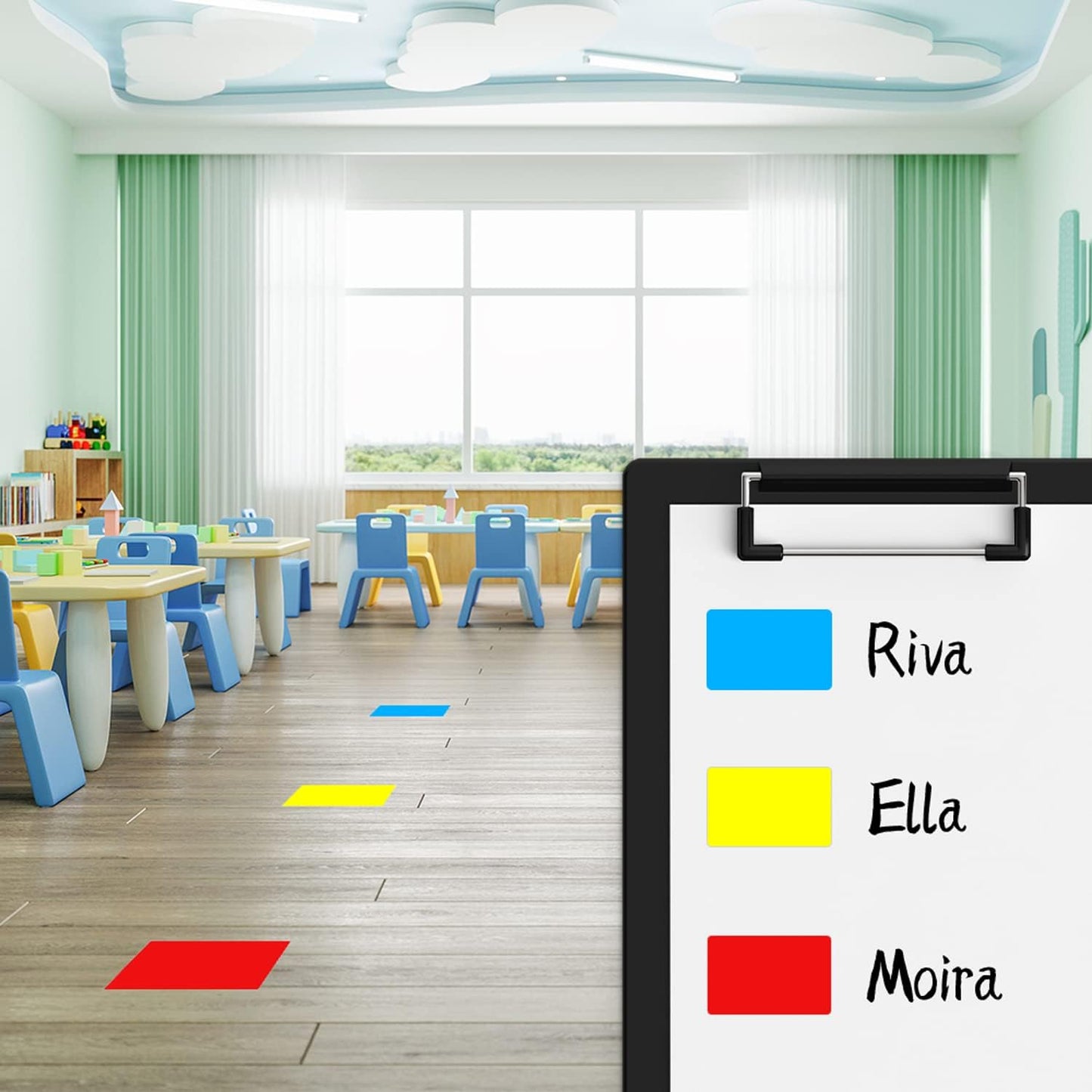 Rectangle Labels Sticker 3×5 Inch Vinyl Floor Stickers Color Coding Name Tags Roll Removable 200 PCS, Red